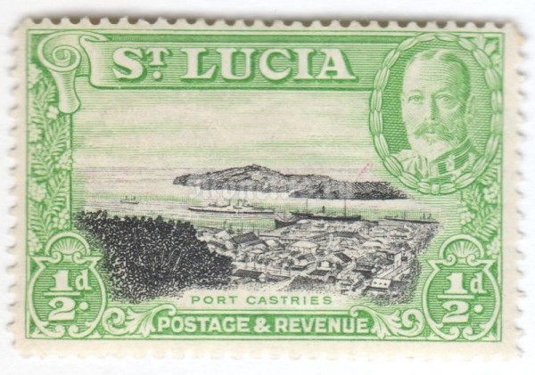 марка Сент-Люсия 1/2 пенни "Port Castries" 1936 год