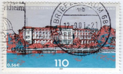 марка ФРГ 110 пфенниг "State diet of Schleswig-Holstein, Kiel" 2001 год Гашение