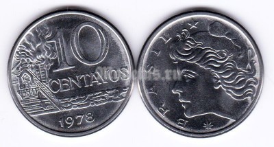 монета Бразилия 10 сентаво 1978 год