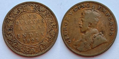 монета Британская Индия 1/4 анна 1925 год Георг V