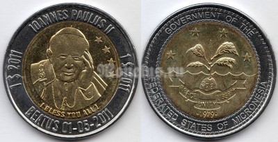 монета Микронезия 1 доллар 2011 год