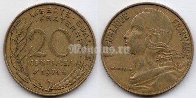 монета Франция 20 сантимов 1971 год