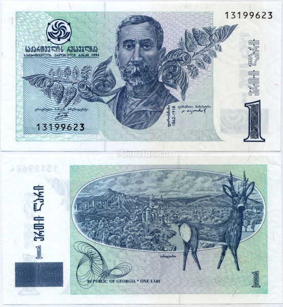 банкнота Грузия 1 лари 1995 год