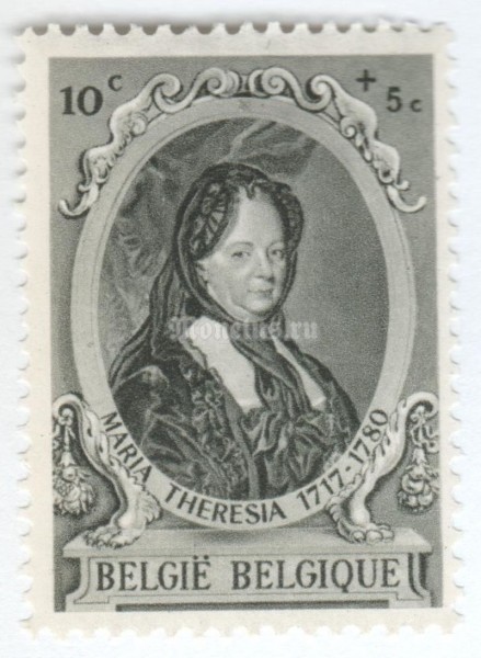 марка Бельгия 10+5 сентим "Maria Theresia 1717-1780" 1941 год