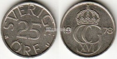 монета Швеция 25 эре 1978 год