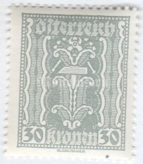 марка Австрия 30 крон "Symbolism: hammer & tongs" 1922 год