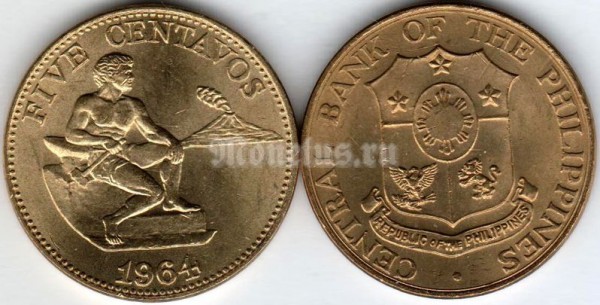 монета Филиппины 5 сентаво 1964 год
