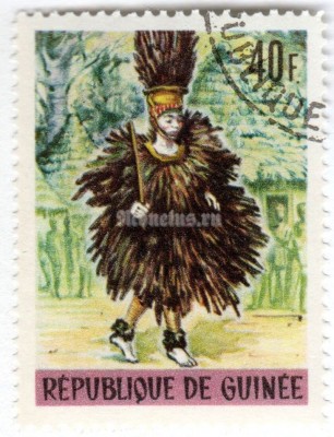 марка Гвинея 40 франков "Birdman dance" 1966 год Гашение