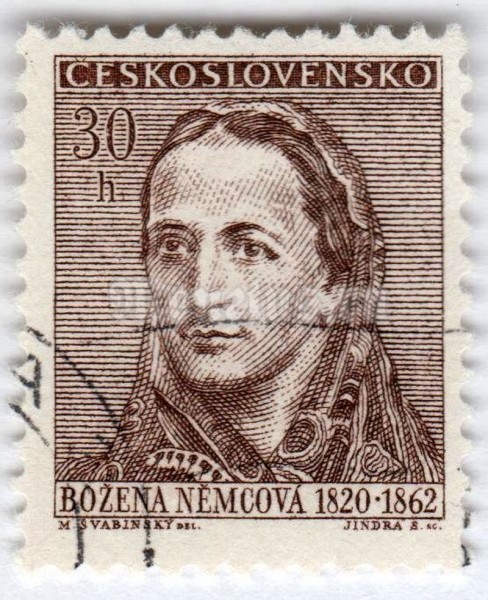 марка Чехословакия 30 геллер "Božena Němcová (1820-1862)" 1962 год Гашение