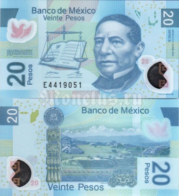 банкнота Мексика 20 песо 2012 год, 10 января пластик
