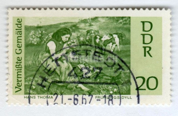 марка ГДР 20 пфенниг ""Spring Idyll' ,H.Thoma" 1967 год Гашение