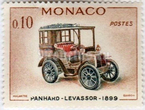 марка Монако 0,10 франка "Panhard-Levassor 1899" 1961 год