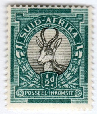 марка Южная Африка 1/2 пенни "Springbok (Antidorcas marsupialis)" 1935 год