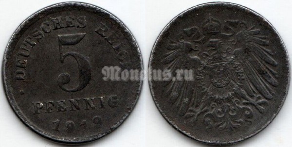 монета Германия 5 пфеннигов 1919 год