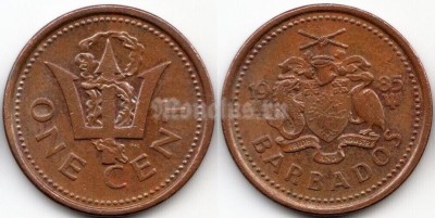 монета Барбадос 1 цент 1985 год