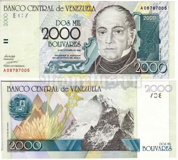 бона Венесуэла 2000 боливаров 29 октября 1998 год