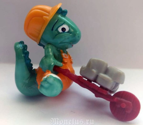 Киндер Сюрприз, Kinder, серия Динозавры Строители 1995 год, Die Dapsy Dinos, с тележкой