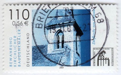 марка ФРГ 110 пфенниг "Church Bell Tower, Canzow" 2001 год Гашение