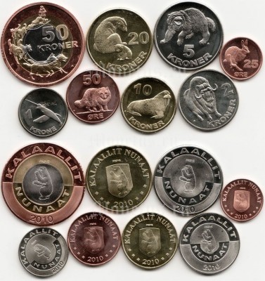 Гренландия набор из 8-ми монет 2010 год