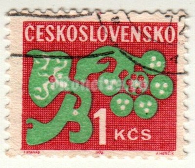 марка Чехословакия 1 крона "Доплатные" 1972 год