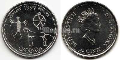 Монета Канада 25 центов 1999 год Серия Миллениум - Февраль 1999, Запечатленные в камне