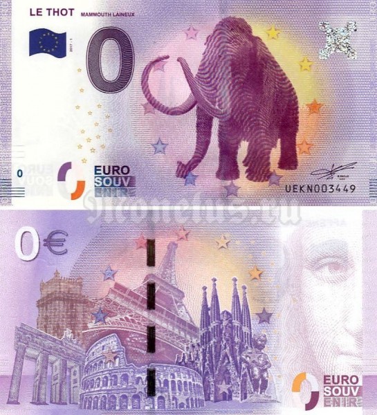 Сувенирная банкнота Франция 0 евро 2017 год - Доисторический музей Le Thot