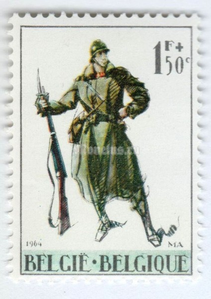 марка Бельгия 1+0,50 франка "Patriotic Works" 1964 год