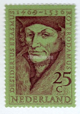 марка Нидерланды 25 центов "Erasmus, Desiderius (1469-1536) humanist" 1969 год