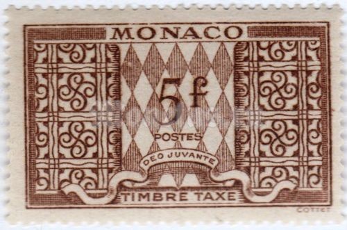 марка Монако 5 франков "Value figures and ornaments" 1946 год
