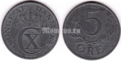 монета Швеция 5 эре 1944 год