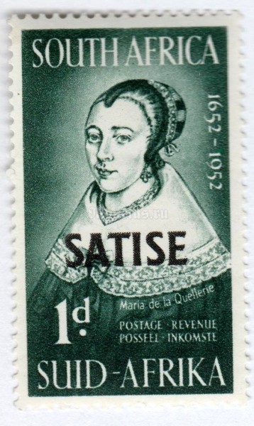 марка Южная Африка 1 пенни "Satise" 1952 год