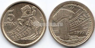монета Испания 5 песет 1997 год - Балеарские острова