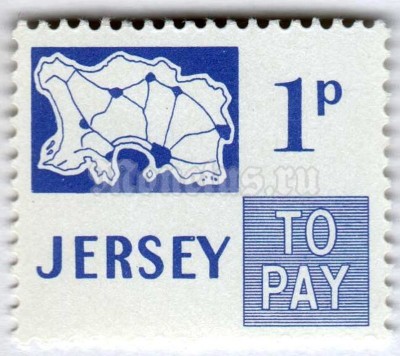 марка Джерси 1 пенни "Figures" 1971 год