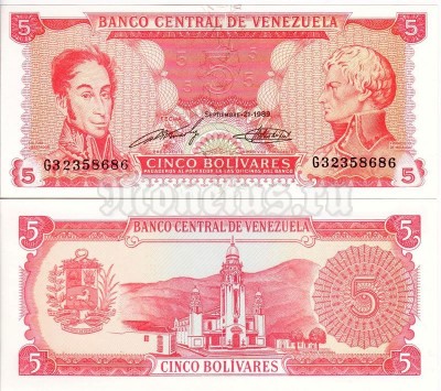бона Венесуэла 5 боливар 1989 год