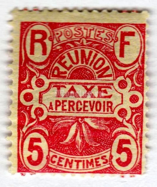 марка Реюньон 5 сантима "Taxe" 1907 год