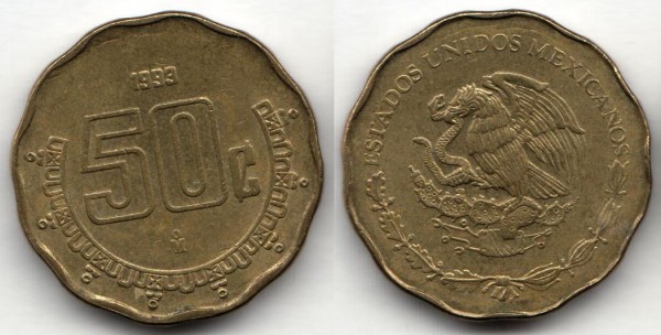 монета Мексика 50 сентаво 1993 год