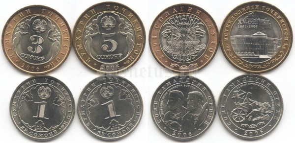 Таджикистан набор из 4-х монет 2006 года юбилейные