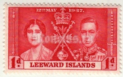 марка Подветренные Антильские острова 1 пенни "Коронация" 1937 год