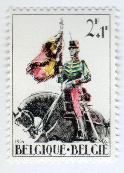 марка Бельгия 2+1 франка "Patriotic Works" 1964 год