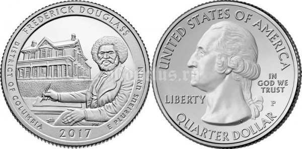 Монета США 25 центов 2017 год Округ Колумбия Национальное историческое место Фредерика Дугласа, 37-й