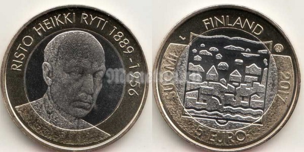 монета Финляндия 5 евро 2017 год Ристо Хейкки Рюти - пятый президент Финляндии