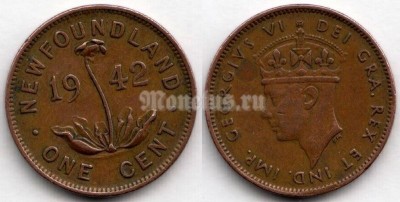 монета Ньюфаундленд 1 цент 1942 год - Георг VI