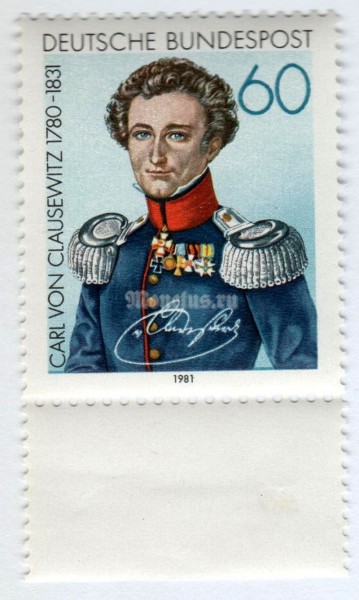 марка ФРГ 60 пфенниг "General Carl von Clausewitz" 1981 год