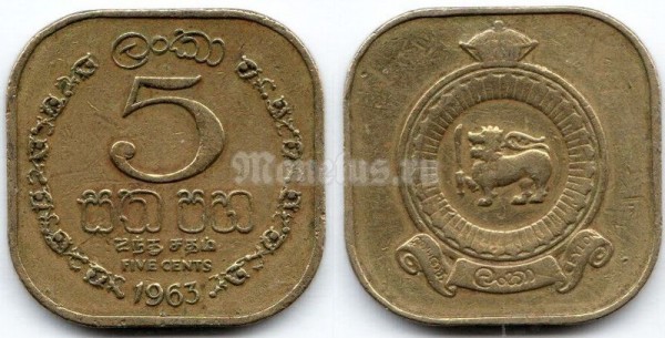 монета Шри-Ланка 5 центов 1963 год
