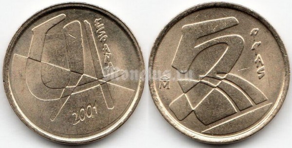 монета Испания 5 песет 2001 год