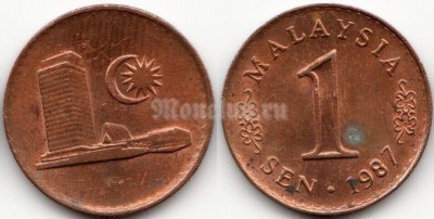 монета Малайзия 1 сен 1987 год