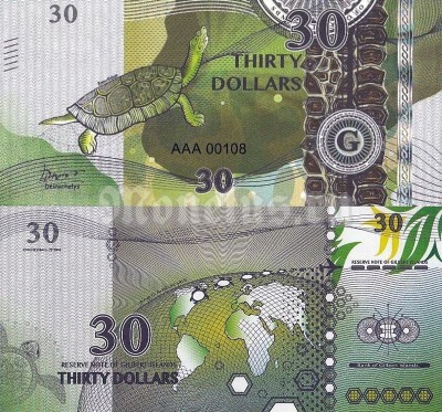 Бона Острова Гилберта 30 долларов 2016 год Длинношейная черепаха
