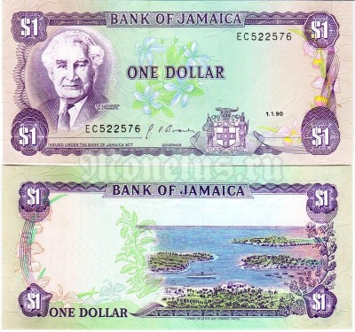 бона Ямайка 1 доллар 1990 год