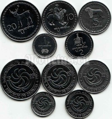 Набор из 5-ти монет Грузия 1993 год