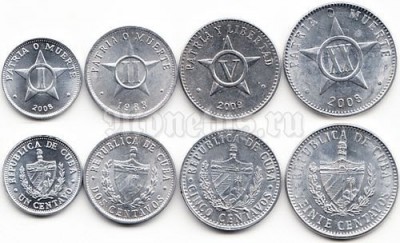Куба набор из 4-х монет 1984 - 2009 год